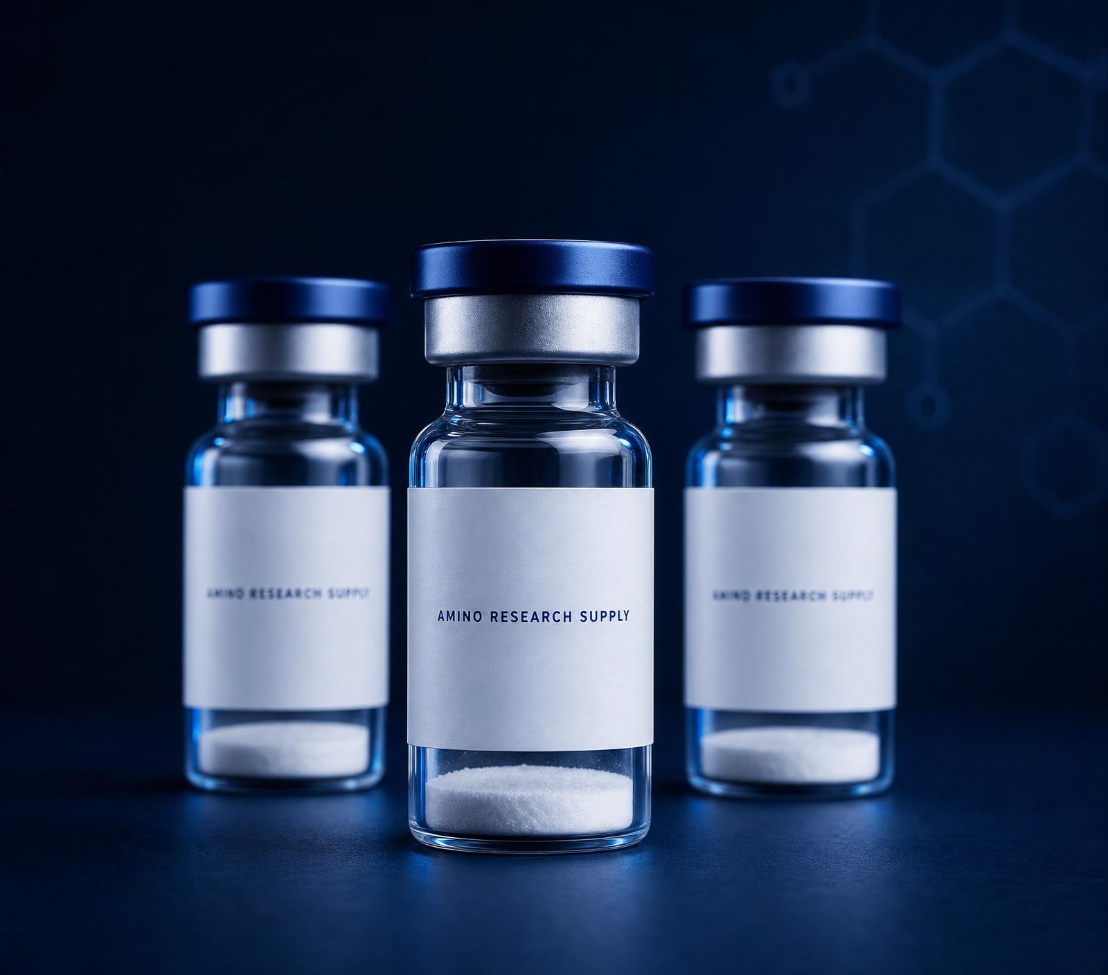 Amino Research Supply peptide vials with third-party verified labeling